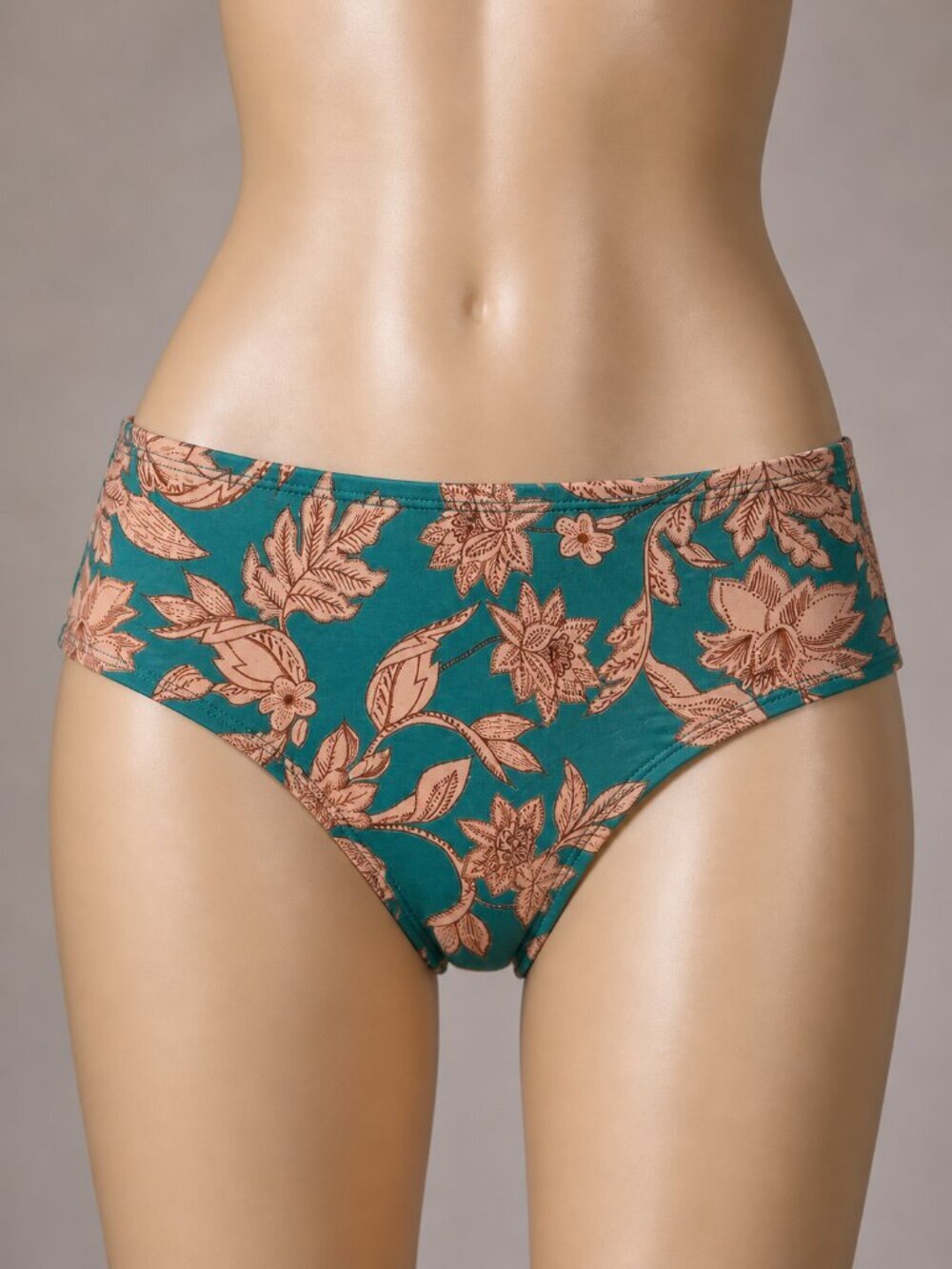 3/$20 Bundle •Time and Tru Bikini Bottom Mid Rise Cheeky Floral L Teal